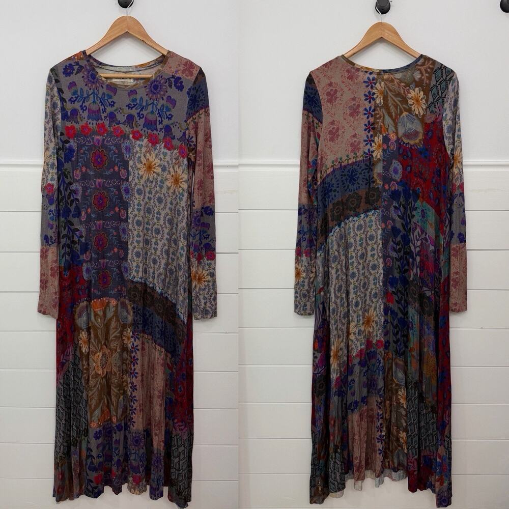 Women’s Natural Life Floral Colorful Long Sleeve Maxi Dress Size M